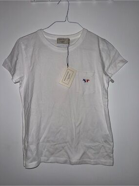 MAISON KITSUNÉ White Pocket Tee with Tricolor Fox Patch